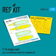 1/72 F-16 Single-Seat Pre-Cut Paint Mask Set for Academy Kit