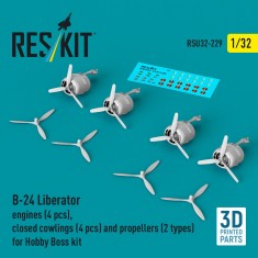 1/32 B-24 Liberator Engines, Closed Cowlings and Propellers for HobbyBoss Kit