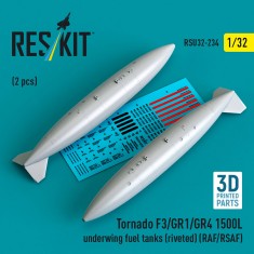 1/32 RAF/RSAF Tornado F3/GR1/GR4 1500L Underwing Fuel Tanks (riveted) 2pcs
