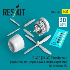 1/32 P-47D-25/-30 Thunderbolt Propeller, Engine and Cowling Set for Hasegawa Kit