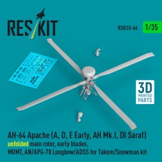 1/35 AH-64 Early Apache Unfolded Rotor w/MUMT & Longbow for Takom