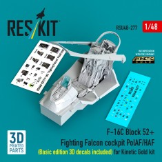 1/48 F-16C Block 52+ Fighting Falcon Cockpit PolAF/HAF Basic w/3D Decals for Kinetic Gold