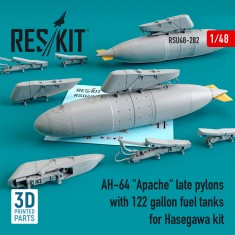 1/48 AH-64 Apache Late Pylons w/122 Gallon Fuel Tanks for Hasegawa kit (3D Printing)