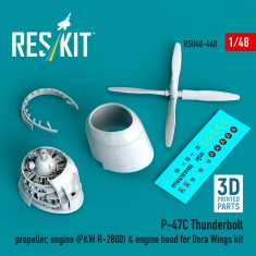 1/48 P-47C Thunderbolt Propeller, Engine and Cowling Set for Dora Wings Kit
