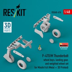1/48 P-47D/M Thunderbolt Landing Gear, Wheel Bays and Weighted Wheels for MiniArt Kit