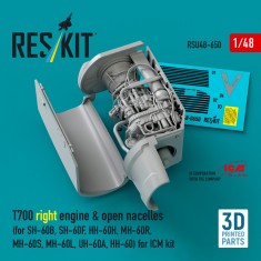 1/48 SH-60/HH-60/MH-60/UH-60 T700 Right Engine and Open Nacelles for ICM Kit