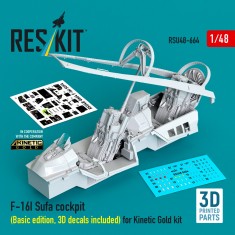 1/48 F-16I Sufa Cockpit Basic with 3D Decals for Kinetic Gold Kit