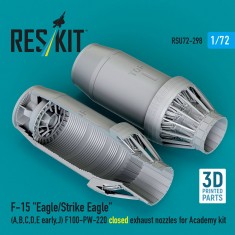 1/72 F-15 Strike Eagle A/B/C/D/E Early/J F100-PW-220 closed Exhaust Nozzles for Academy