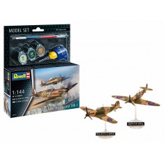 1/144 Model Set - Spitfire Mk.la & Hurricane Mk.l (kit, paints, brush, glue)