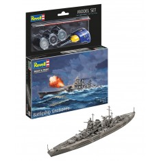 1/1200 Battleship Gneisenau Model Set (kit, paints, brush and glue)