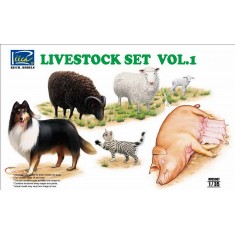 1/35 Livestock Set Vol.1 (Dog+Cat+Sheep+Pig)