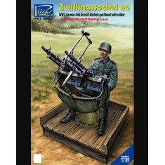 1/35 WWII German Zwillingssockel 36 Anti-Aircraft MG Mount with Solider (include PE & Decal)