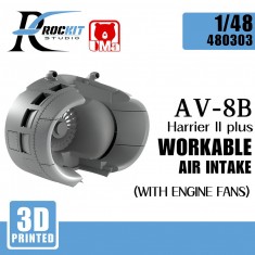 1/48 AV-8B Harrier II plus Workable Air Intake with Engine Fans for UMa kits