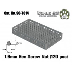 1.6mm Hexagonal Nuts (120pcs, 3D Printed)
