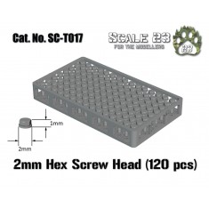 2mm Hexagonal Bolt Heads (120pcs, 3D Printed)
