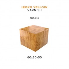 60 x 60 x 50 Iroko Wood Base for Miniatures (Yellow Varnish)