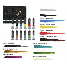 Scalecolor Artist Acrylic Paint Set - Basics and Classics (12 Tubes, Each: 20ml)