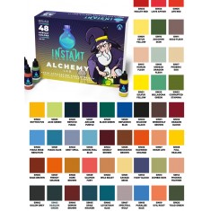 Acrylic Paint Set - Instant Colours Alchemy Lab (48 bottles, 17ml each, Matt Finish)