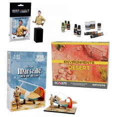 Pack Desert Star: Marseille Bust and Full Figure, 1/32 Bf109 Back, Paints and Pastes