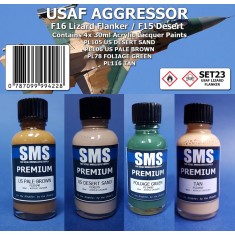Acrylic Lacquer Paint Set - USAF Aggressor: F16 Lizard Flanker/F15 Desert (4x 30ml)