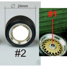 1/24 16" BBS RS Wheels (4pcs) w/ #1 Hexagon Central Wheel Hub Nut & #2 Tyres