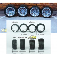 1/24 17" Fifteen 52 Outlaw001 Wheels and Tyres Set (4 Wheels + 4 Tyres)