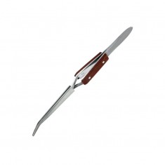 Reverse Action Tweezers with Curved Tip and Fibre Grip (160mm)