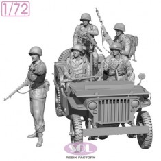 1/72 WWII US Infantry and Military Police in 1/4 ton Truck (5 figures)