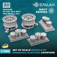 1/350 WWII German Bismarck Electric Capstans for Revell kit (5pcs, 3D Printed)