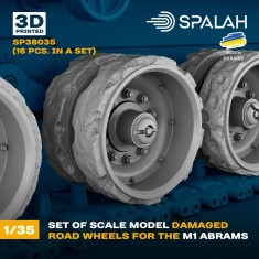 1/35 M1 Abrams Damaged Road Wheel Set (16pcs, 3D Printed)