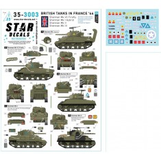 1/35 British Tank Units France 1944 Decal for Sherman Mk VC Mk I Mk II Mk III