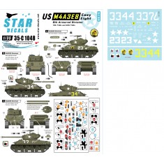 1/35 Decals for US M4A3E8 Easy Eight - 6th Armoured Division 15th/68th TkBn, Europe 1944-45