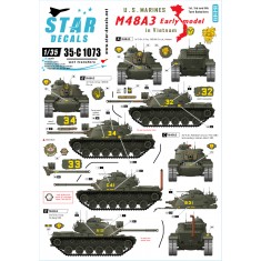1/35 Decals for US Marines M48A3 Early Model in Vietnam (1st, 3rd, 5th Tank Battalion)