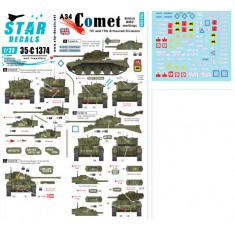 Decals for 1/35 A34 Comet. WWII British markings. 7th and 1th Armoured Divisions