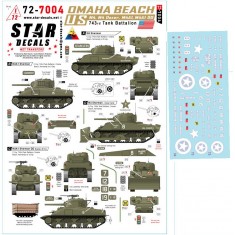 1/72 US 743rd Tank Battalion Omaha Beach 1944 Decal for M4 Sherman M4A1 DD