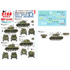 Decals for 1/72 French Sherman Mix. M4A1, M4A3 105mm, 76mm & M4A3E2 Jumbo