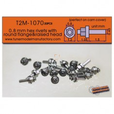 0.8mm Hex Rivets with Round Flange & Raised Head (20pcs) - Perfect on Cam Cover
