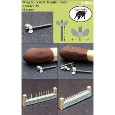 Wing Nuts with Threaded Rods (10pcs, Diameter: 0.35/0.6/1.8mm)