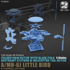 1/35 Folded Main Rotor with Blade Fold Restraint System and 5-Blade Tail Rotor