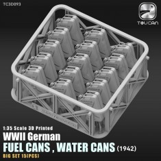 1/35 WWII German Fuel and Water Cans 1942 Big Set (15pcs, 3D Printed)