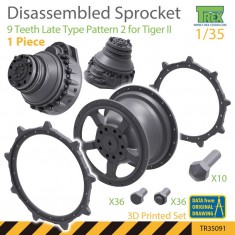 1/35 Disassembled KingTiger Sprocket 9 Teeth Late Type Pattern 2 (1pc)