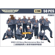 1/200 WWII US Navy Sailors 50 Figures Set (Working Uniform)