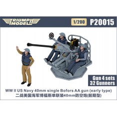 1/200 WWII US Navy 40mm Single Bofors AA Gun (early type) 4 sets with 32 Gunners