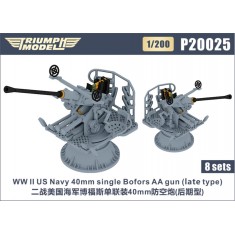 1/200 WWII US Navy 40mm Single Bofors AA Gun (late type) 8 sets