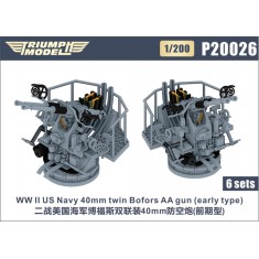1/200 WWII US Navy 40mm Twin Bofors AA Gun (early type) 6 sets