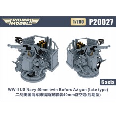 1/200 WWII US Navy 40mm Twin Bofors AA Gun (late type) 6 sets