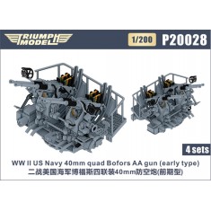 1/200 WWII US Navy 40mm Quad Bofors AA Gun (early type) 4 sets