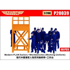 1/200 Modern PLAN Sailors 46 Figures Set (Working Uniform) with 1 Workbench