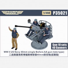 1/350 WWII US Navy 40mm Single Bofors AA Gun (late type) 10 sets with 40 Gunners