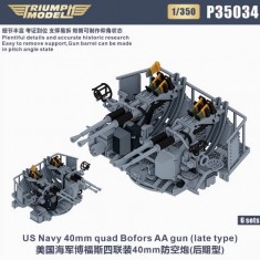 1/350 WWII US Navy 40mm Quad Bofors AA Gun (late type) 6 sets